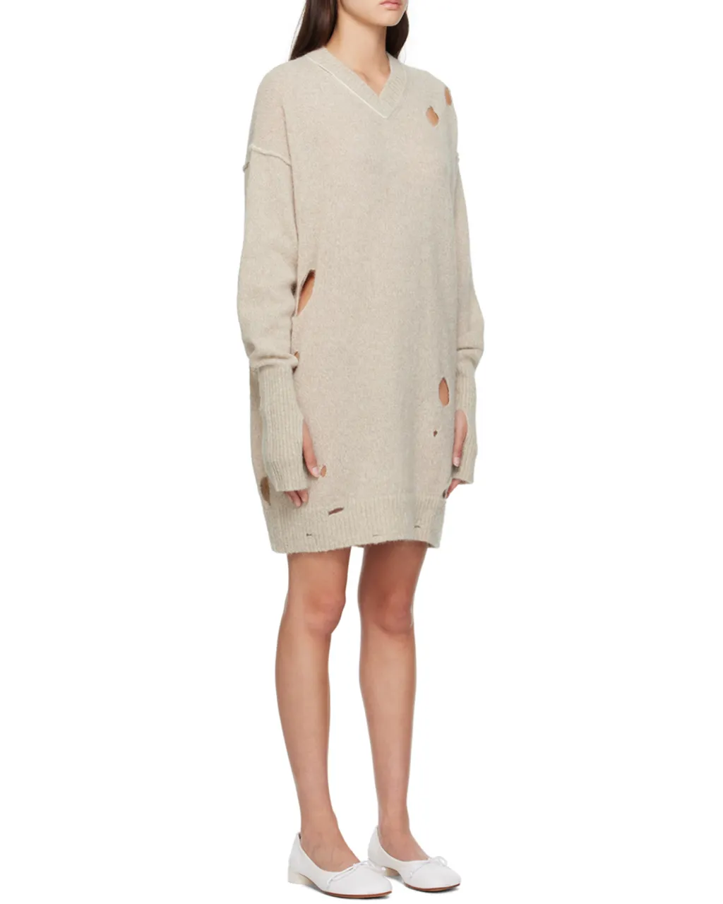 Mm6 Maison Margiela Distressed Knitted Dress