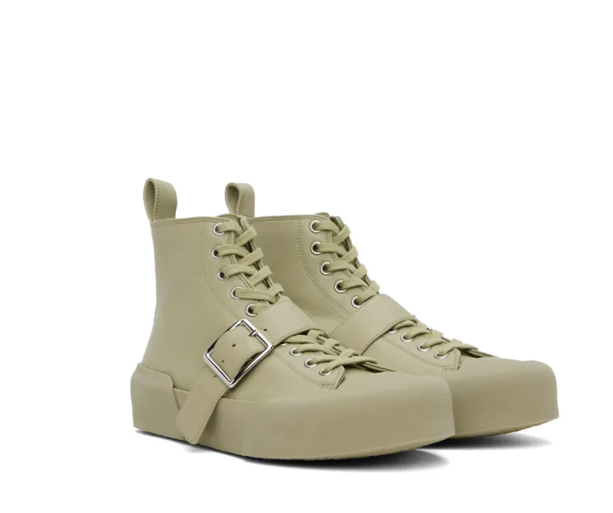 Round Head Strapped High-Top Casual Sneakers