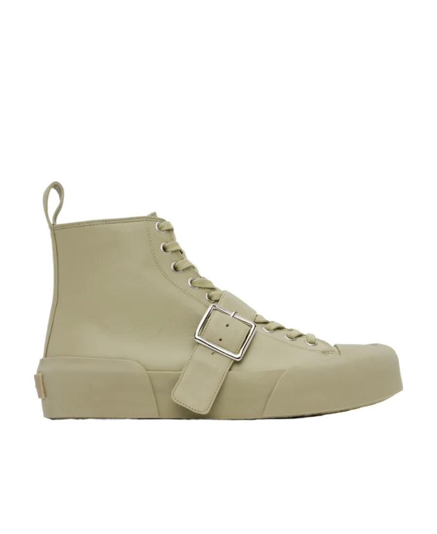 Round Head Strapped High-Top Casual Sneakers