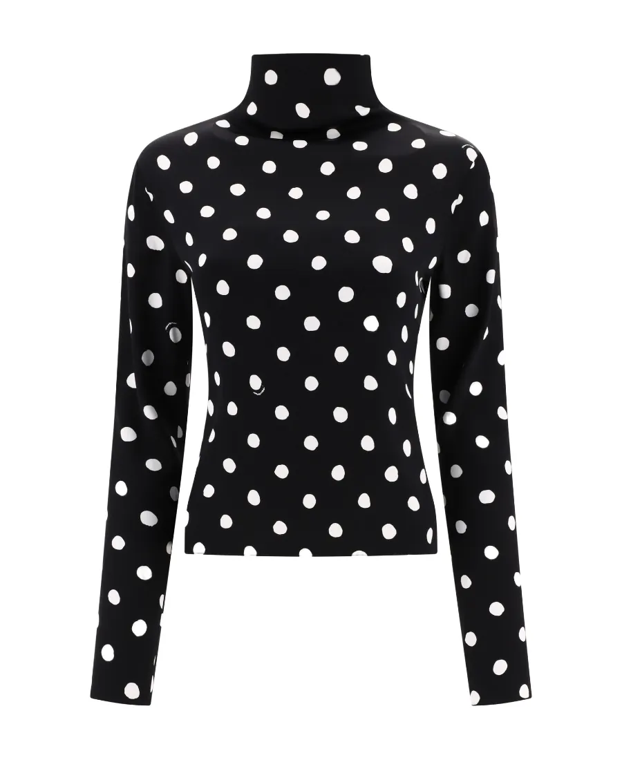 Polka-Dot Print Satin Blouse
