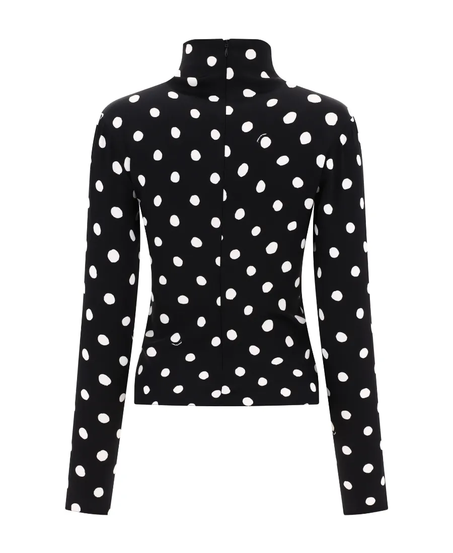 Polka-Dot Print Satin Blouse