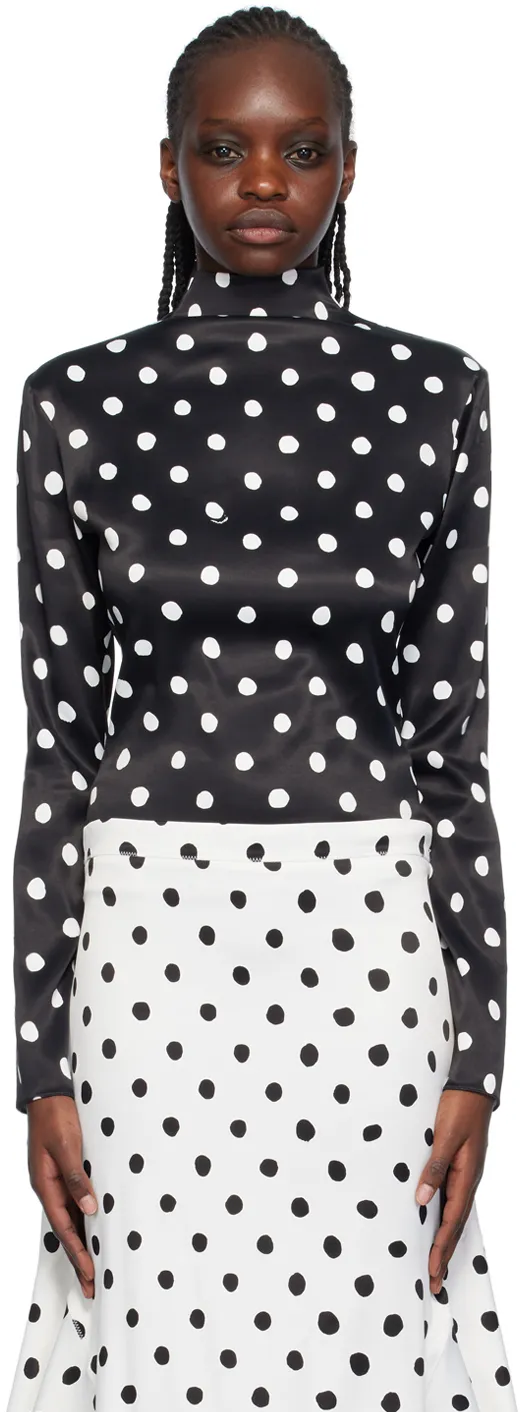 Polka-Dot Print Satin Blouse