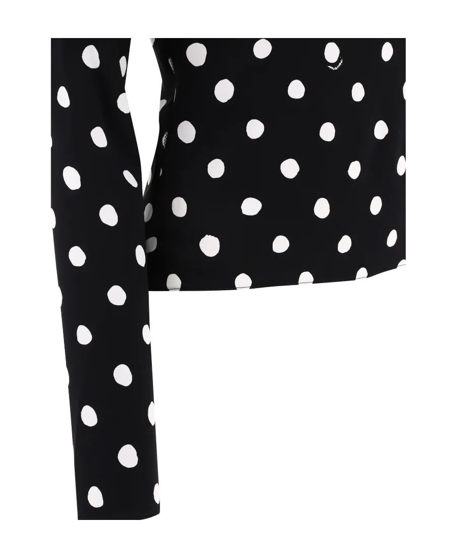 Polka-Dot Print Satin Blouse