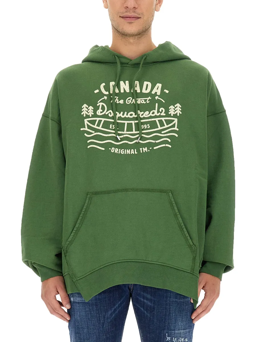 Dsquared2 Slogan Printed Drawstring Hoodie