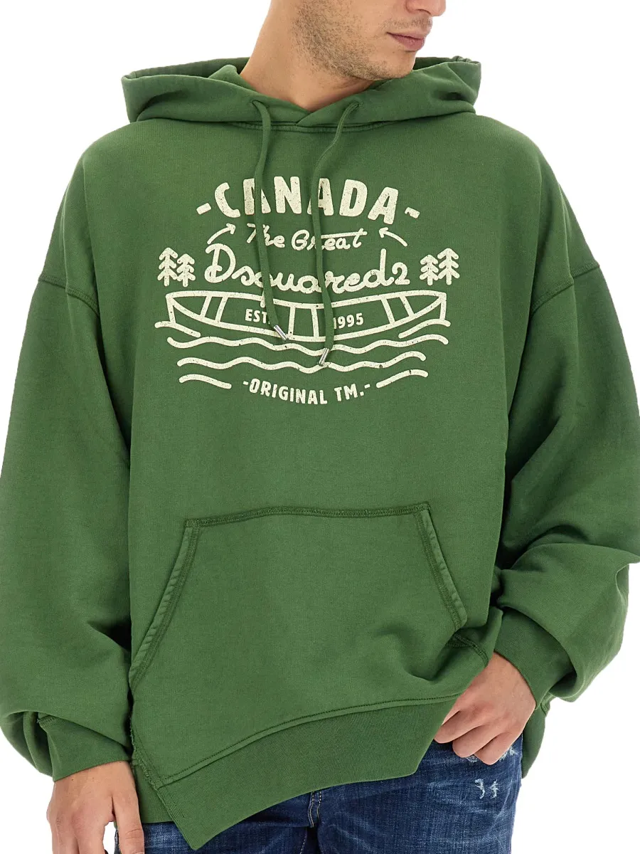 Dsquared2 Slogan Printed Drawstring Hoodie
