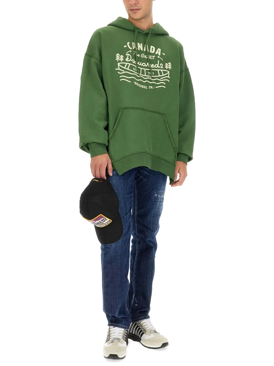 Dsquared2 Slogan Printed Drawstring Hoodie