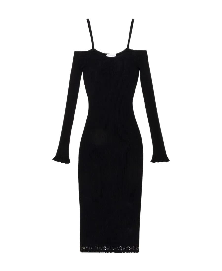 Off-Shoulder Ribbed Midi Dress