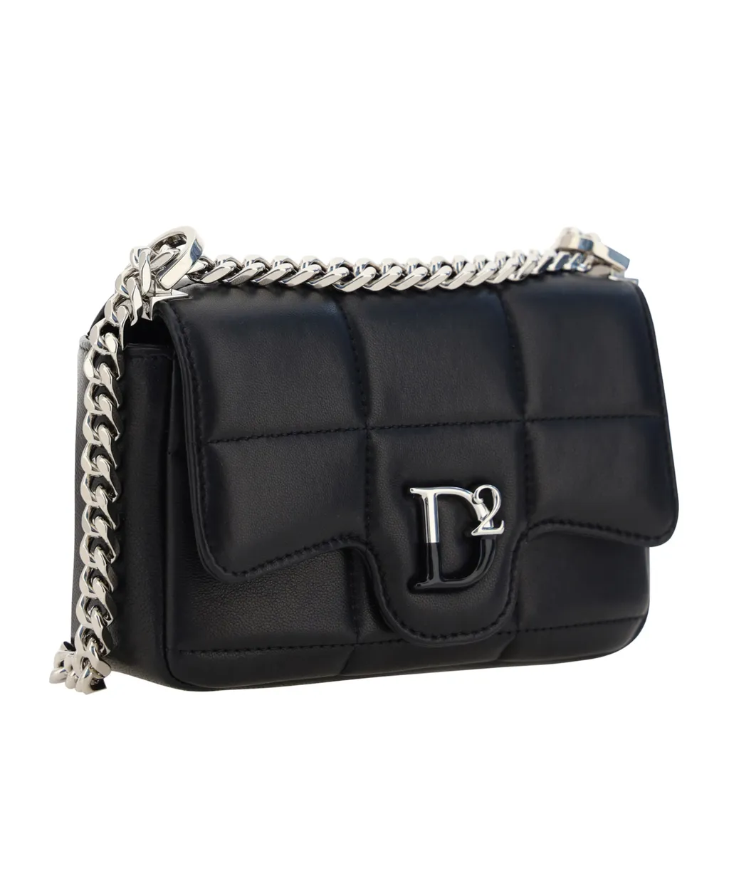 Dsquared2 Logo-Plaque Quilted Chain-Linked Crossbody Bag
