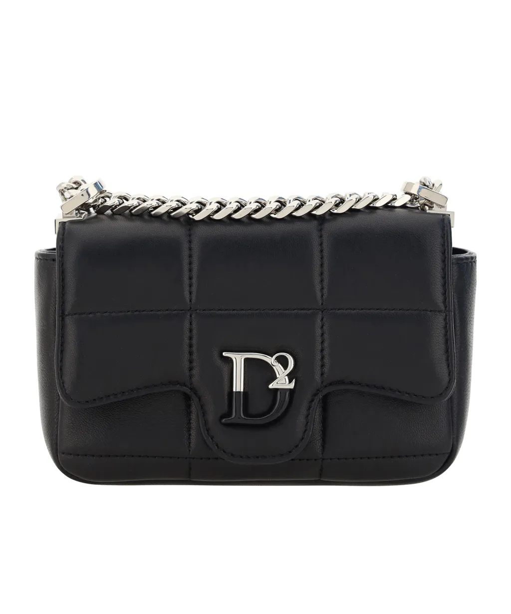 Dsquared2 Logo-Plaque Quilted Chain-Linked Crossbody Bag