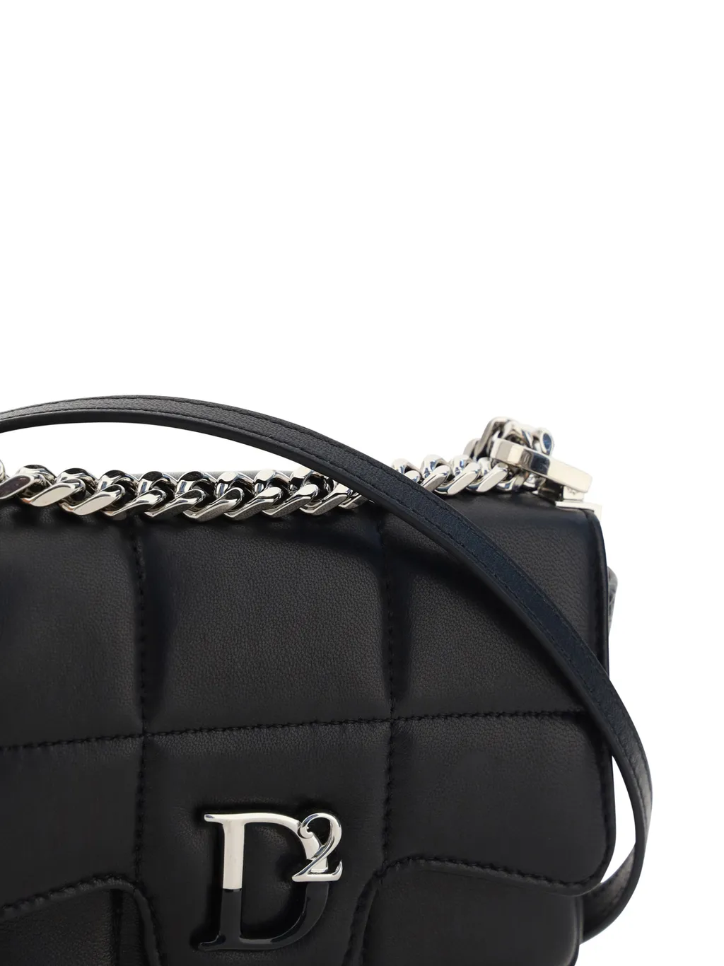 Dsquared2 Logo-Plaque Quilted Chain-Linked Crossbody Bag