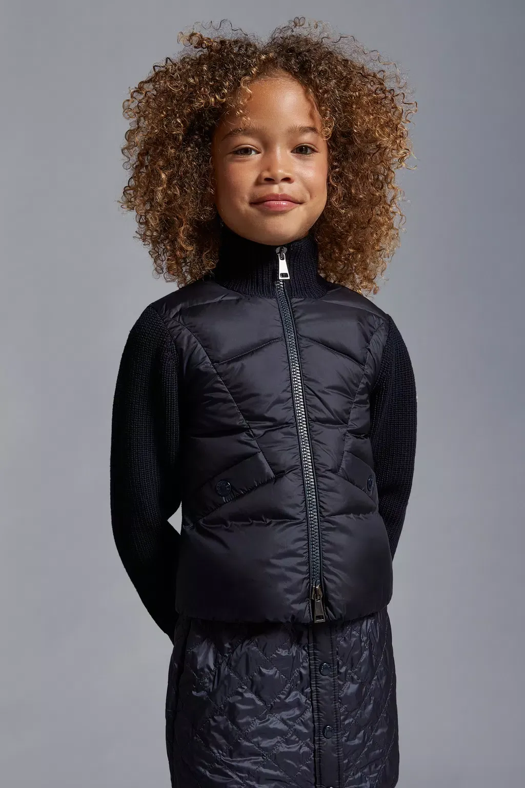 Moncler Enfant High-Neck Ribbed Zipped Padded Jacket