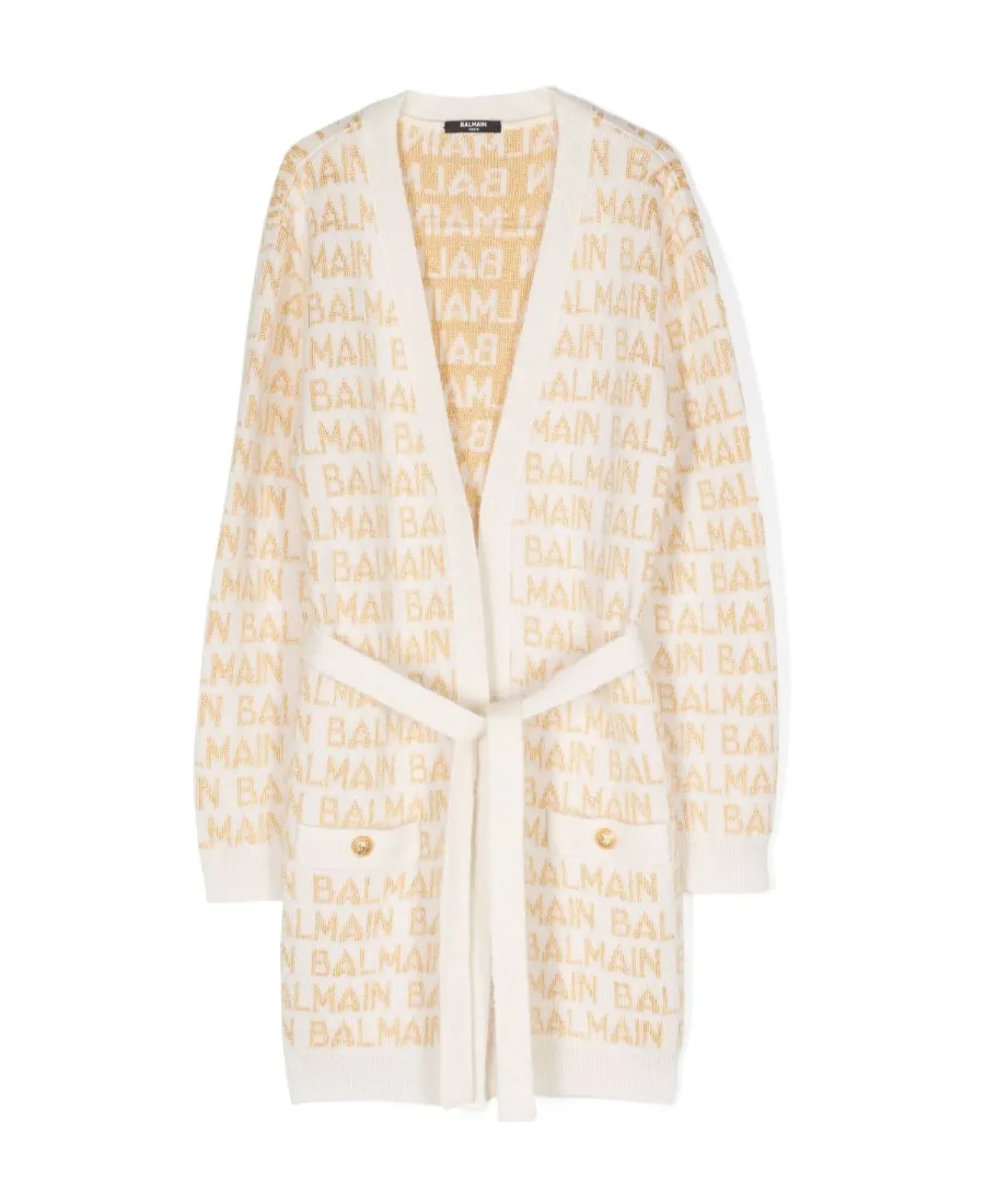 Logo-Intarsia Belted Cardigan