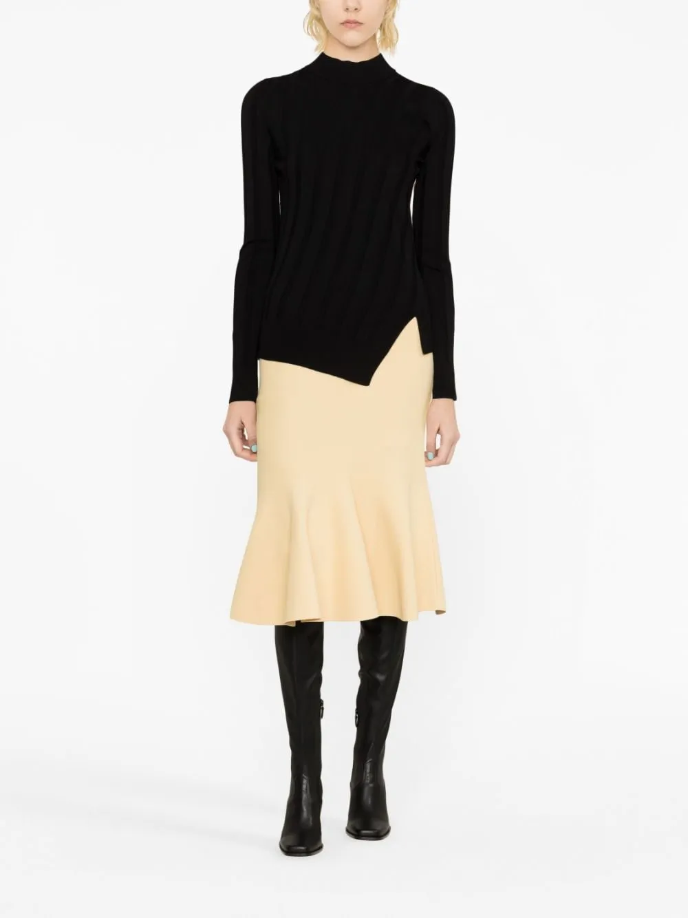 Stella Mccartney Crewneck Asymmetric-Hem Knitted Jumper