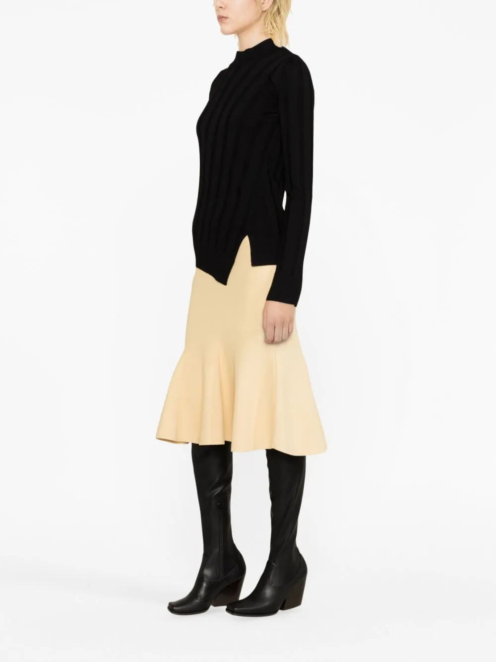 Stella Mccartney Crewneck Asymmetric-Hem Knitted Jumper
