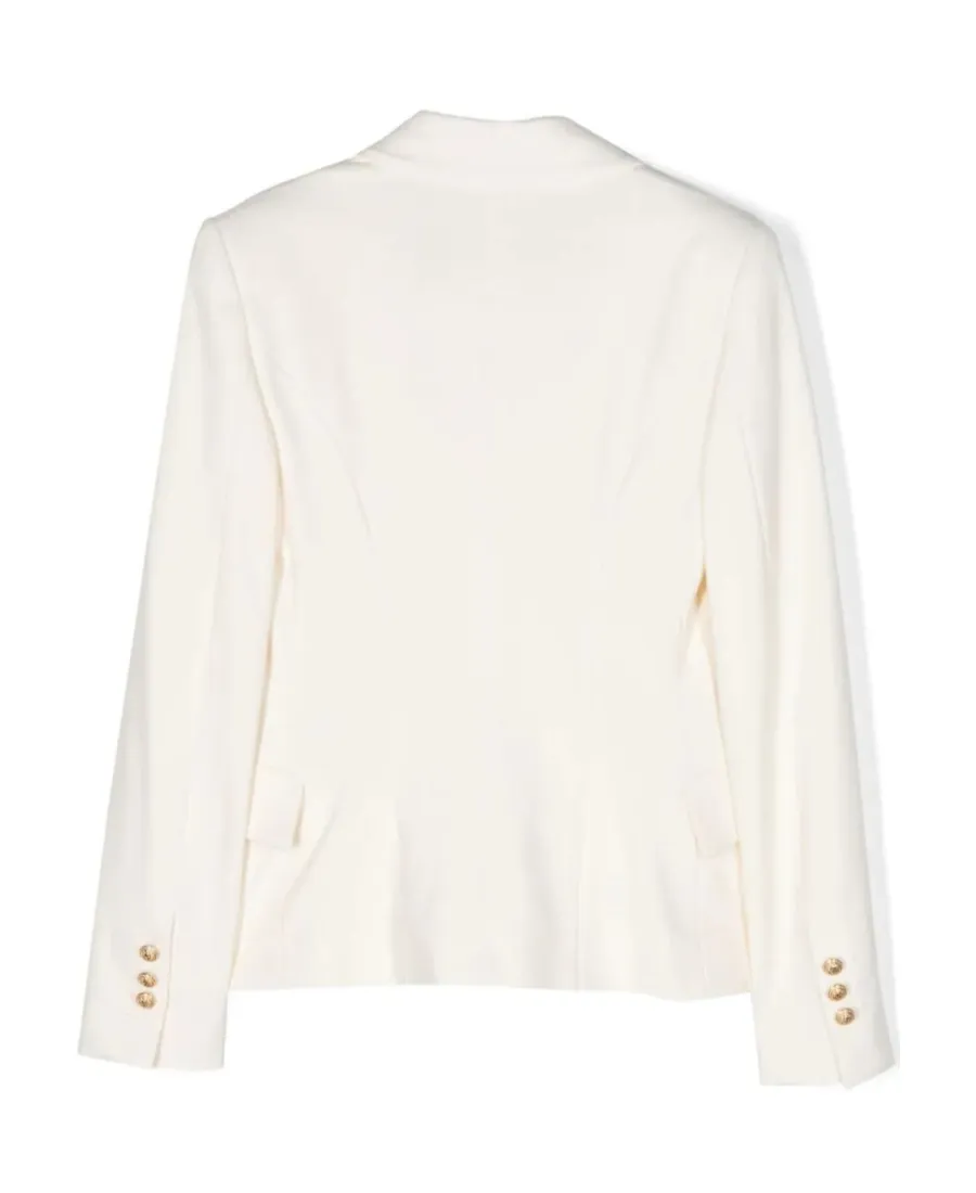 Embossed-Button Double-Breasted Blazer