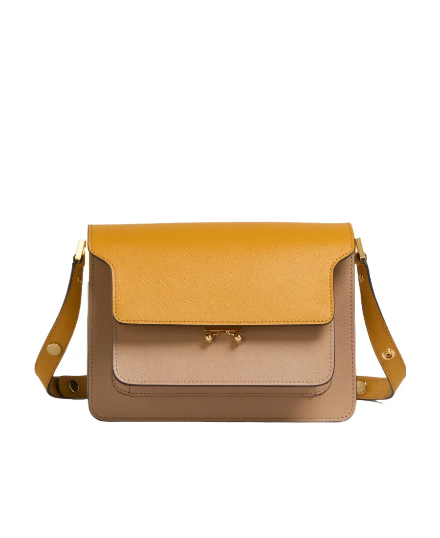 Tricolor Leather Medium Trunk Bag