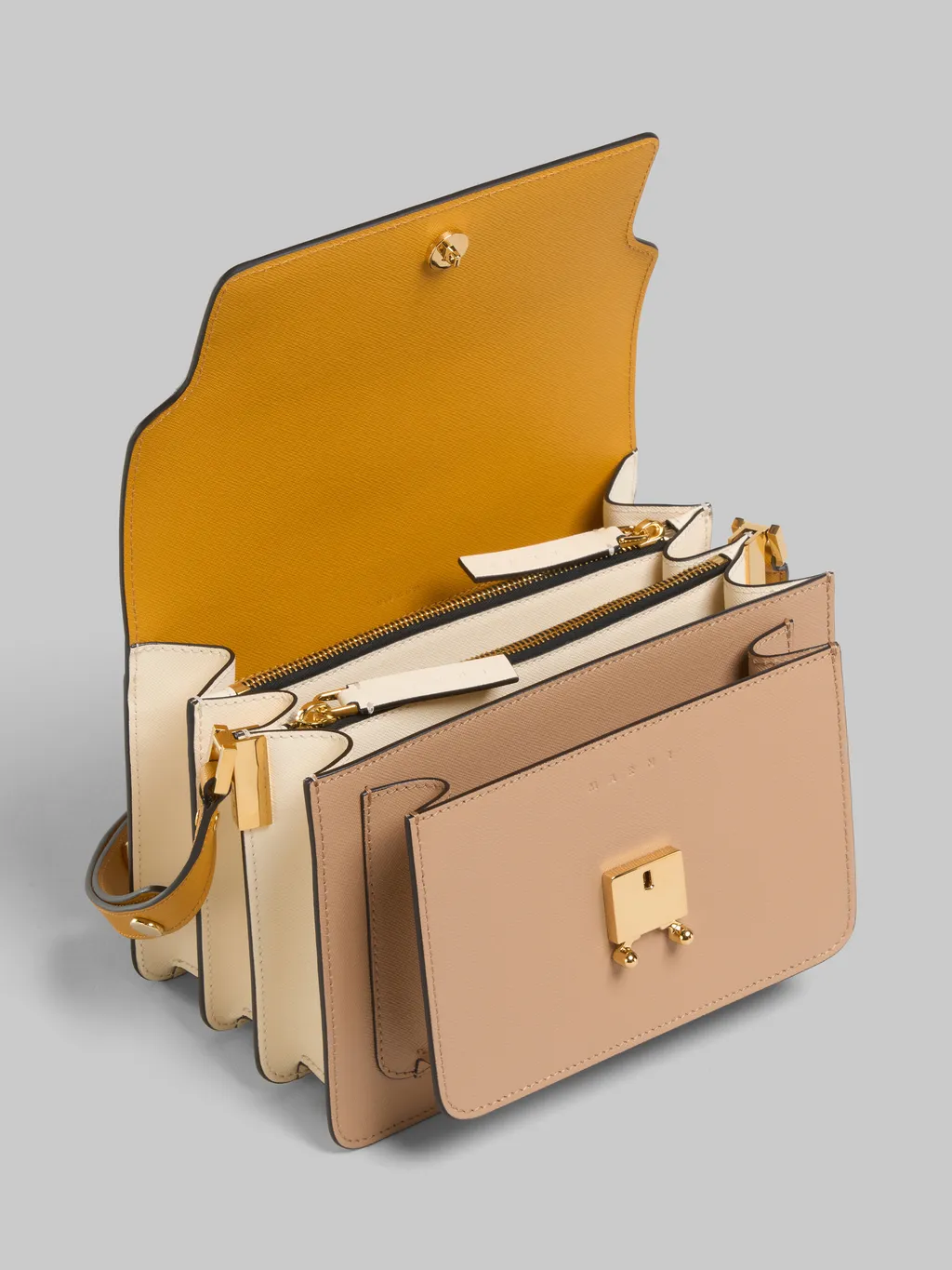 Tricolor Leather Medium Trunk Bag