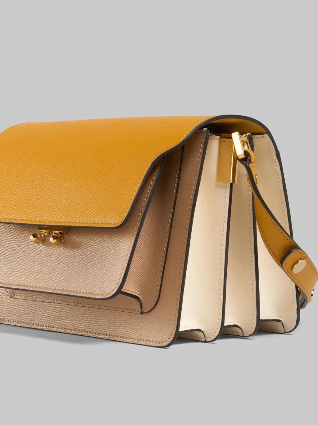 Tricolor Leather Medium Trunk Bag