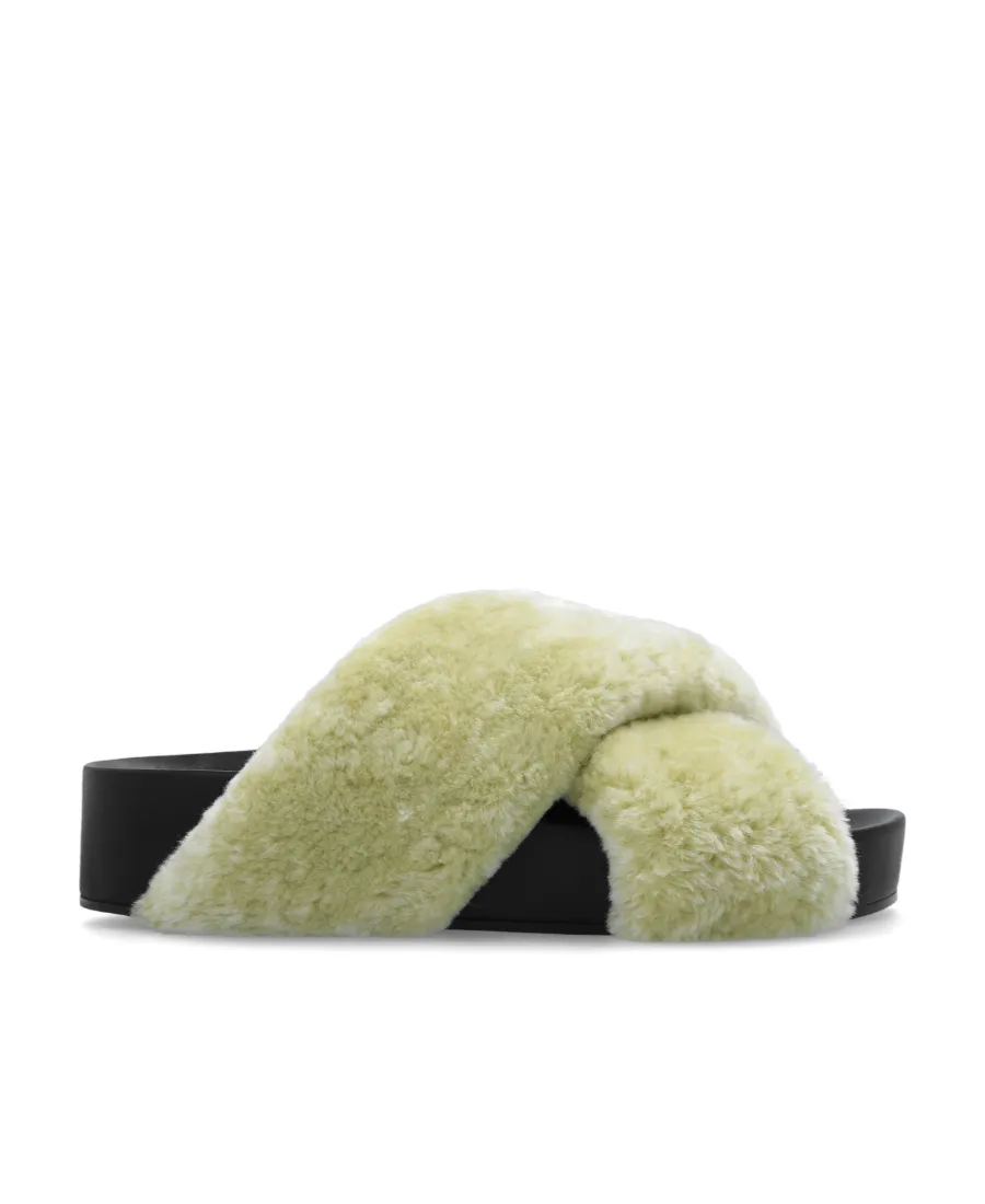 Jil Sander Shearling Open-Toe Sandals