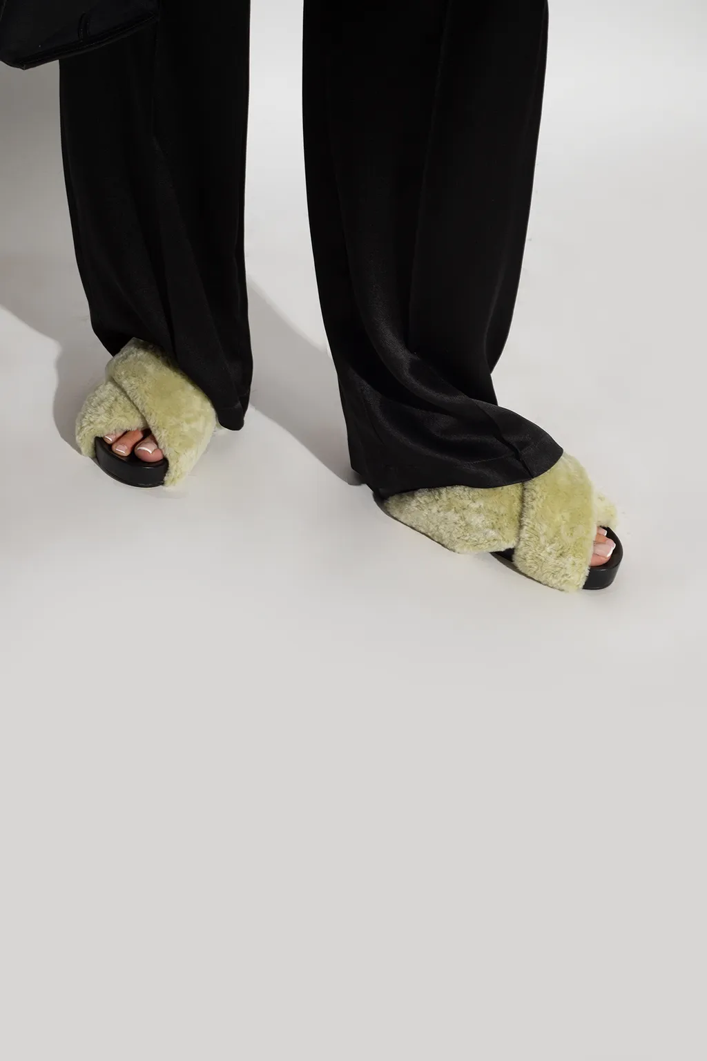 Jil Sander Shearling Open-Toe Sandals