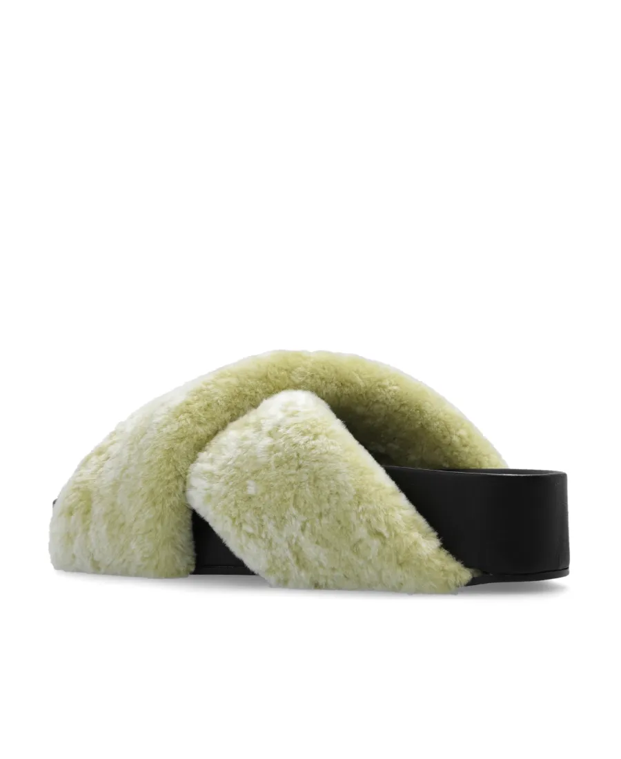 Jil Sander Shearling Open-Toe Sandals