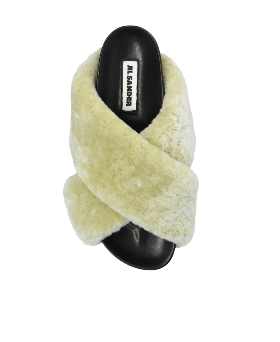 Jil Sander Shearling Open-Toe Sandals
