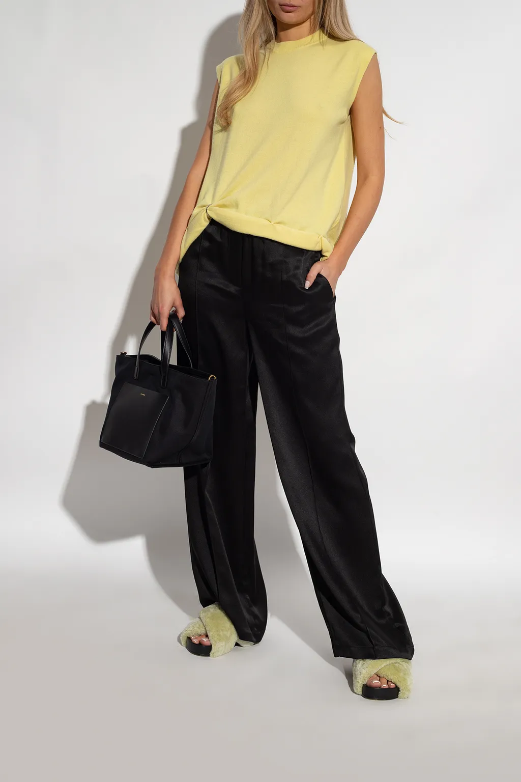 Jil Sander Shearling Open-Toe Sandals