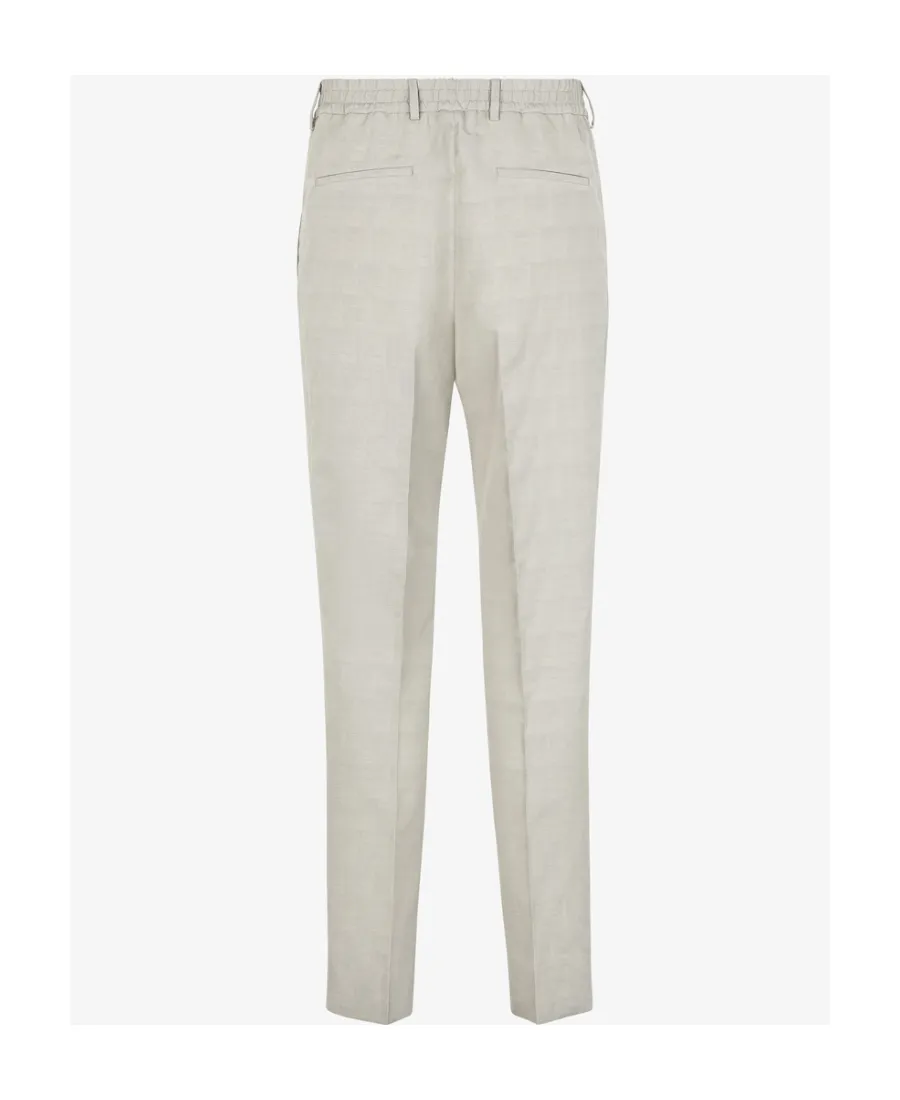 Beige Jacquard Fabric Trousers