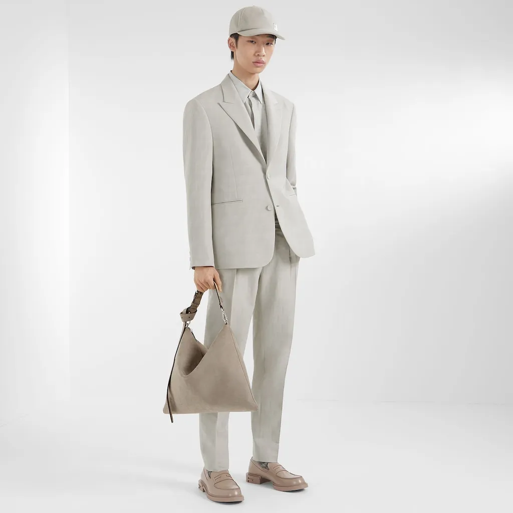 Beige Jacquard Fabric Trousers