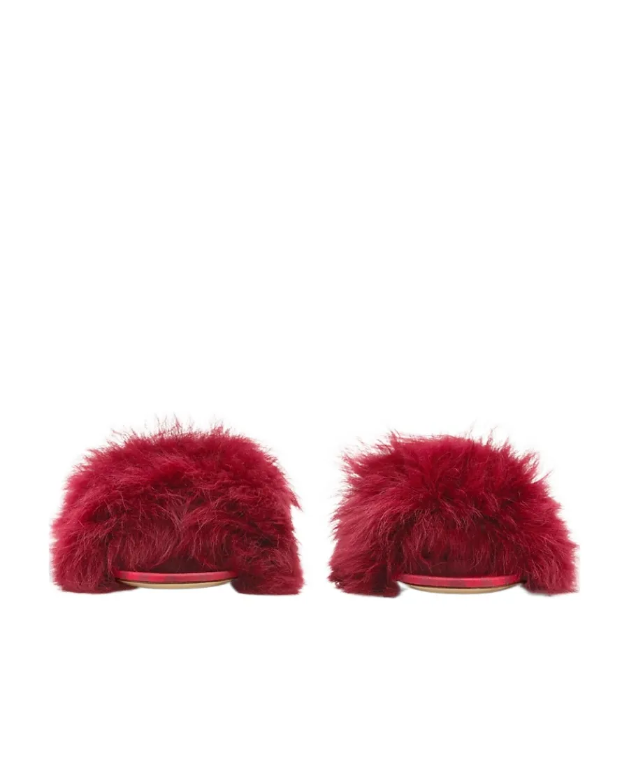Burberry Jackie Open-Toe Shearling Sandals