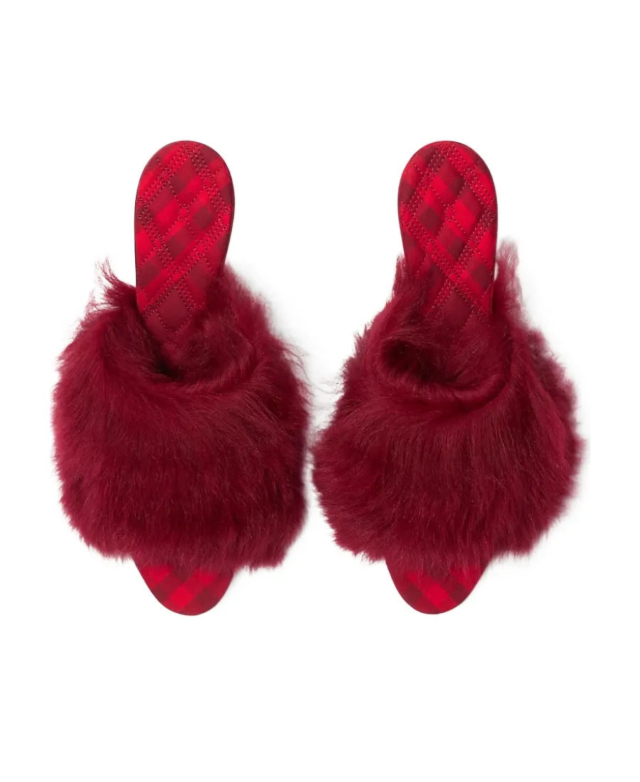 Burberry Jackie Open-Toe Shearling Sandals
