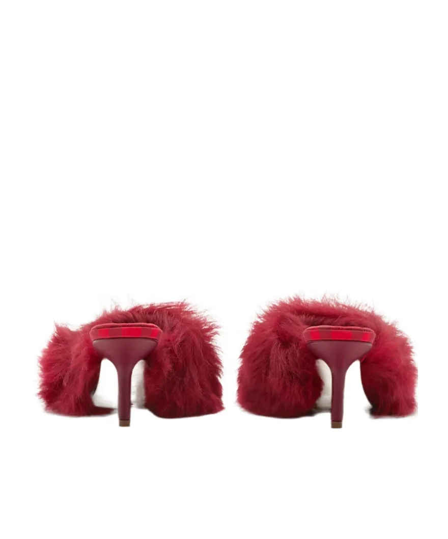 Burberry Jackie Open-Toe Shearling Sandals