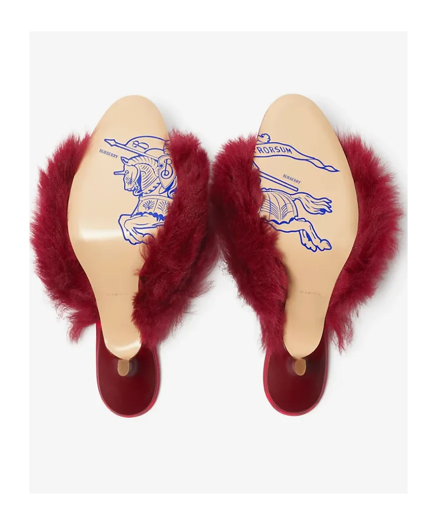 Burberry Jackie Open-Toe Shearling Sandals