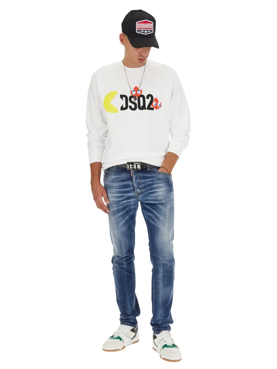 Dsquared2 Pac-Man Logo Printed Crewneck Sweatshirt