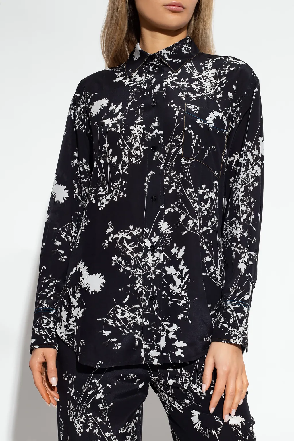 Floral-Print Silk Shirt
