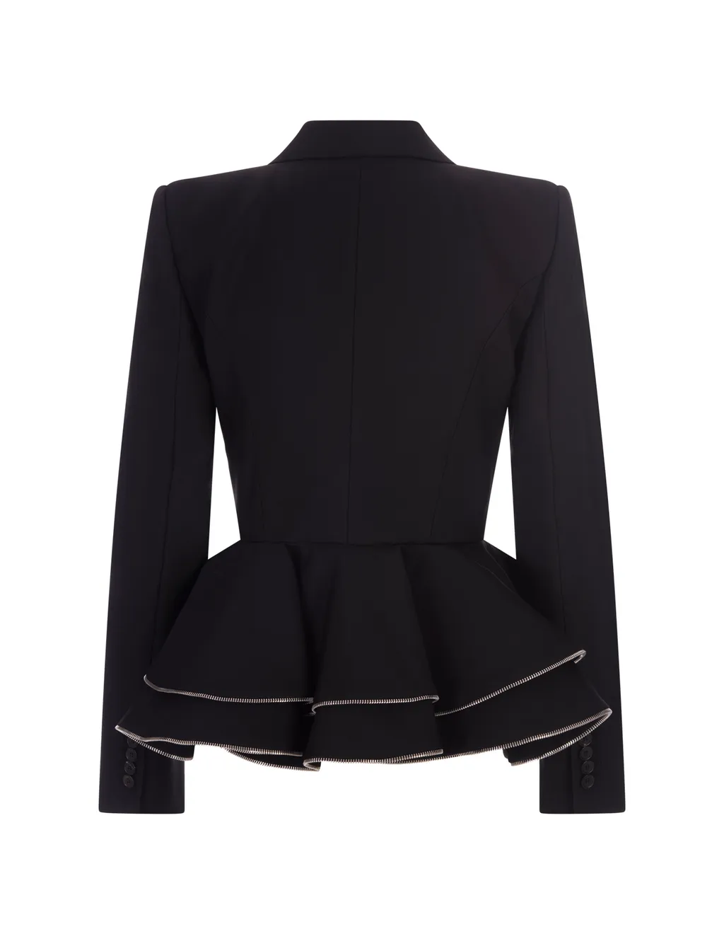 Zipped Peplum Double-Breasted Blazer