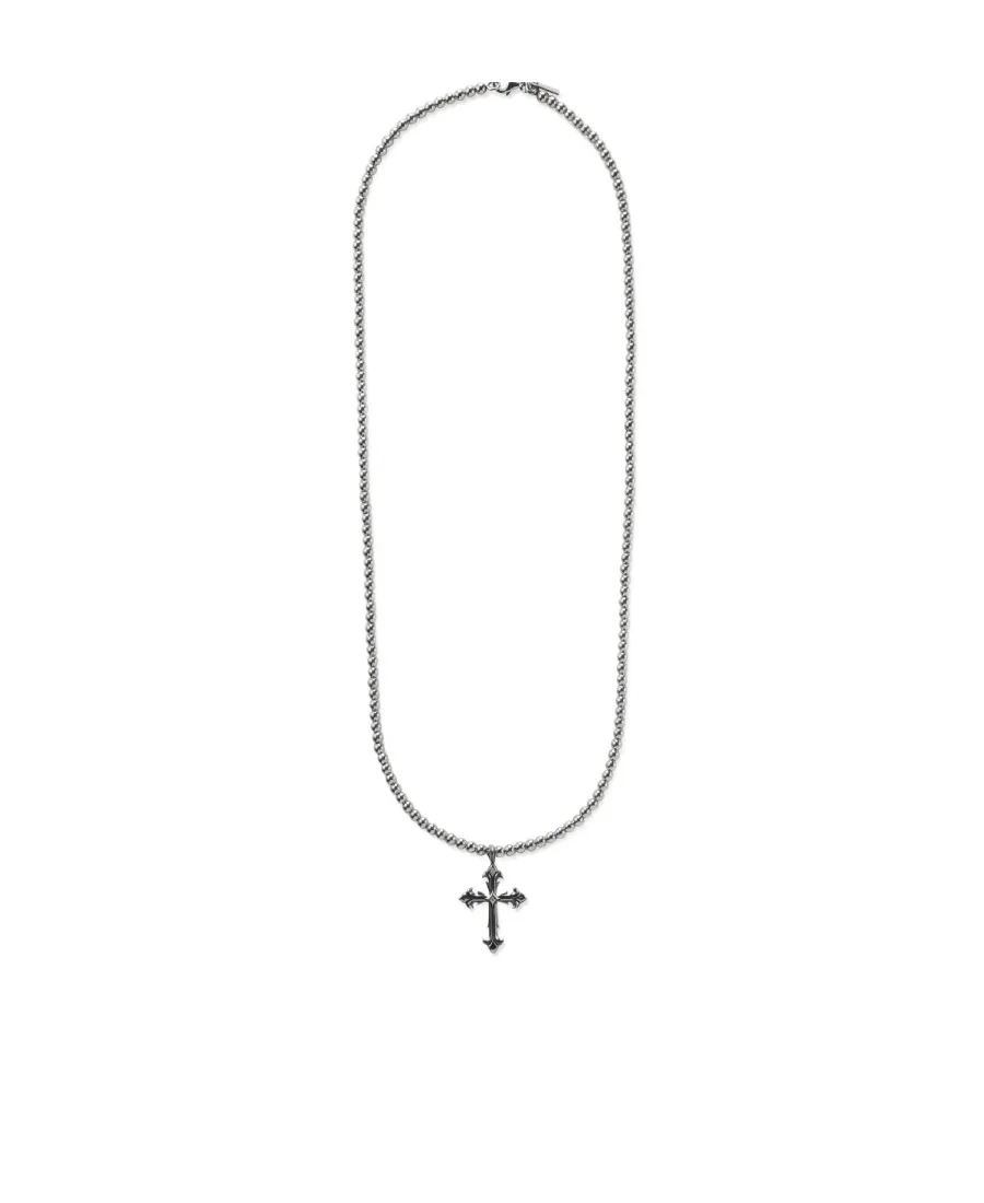 Emanuele Bicocchi Cross Pendant Beaded Chain Necklace