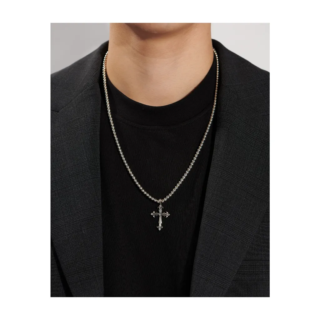 Emanuele Bicocchi Cross Pendant Beaded Chain Necklace