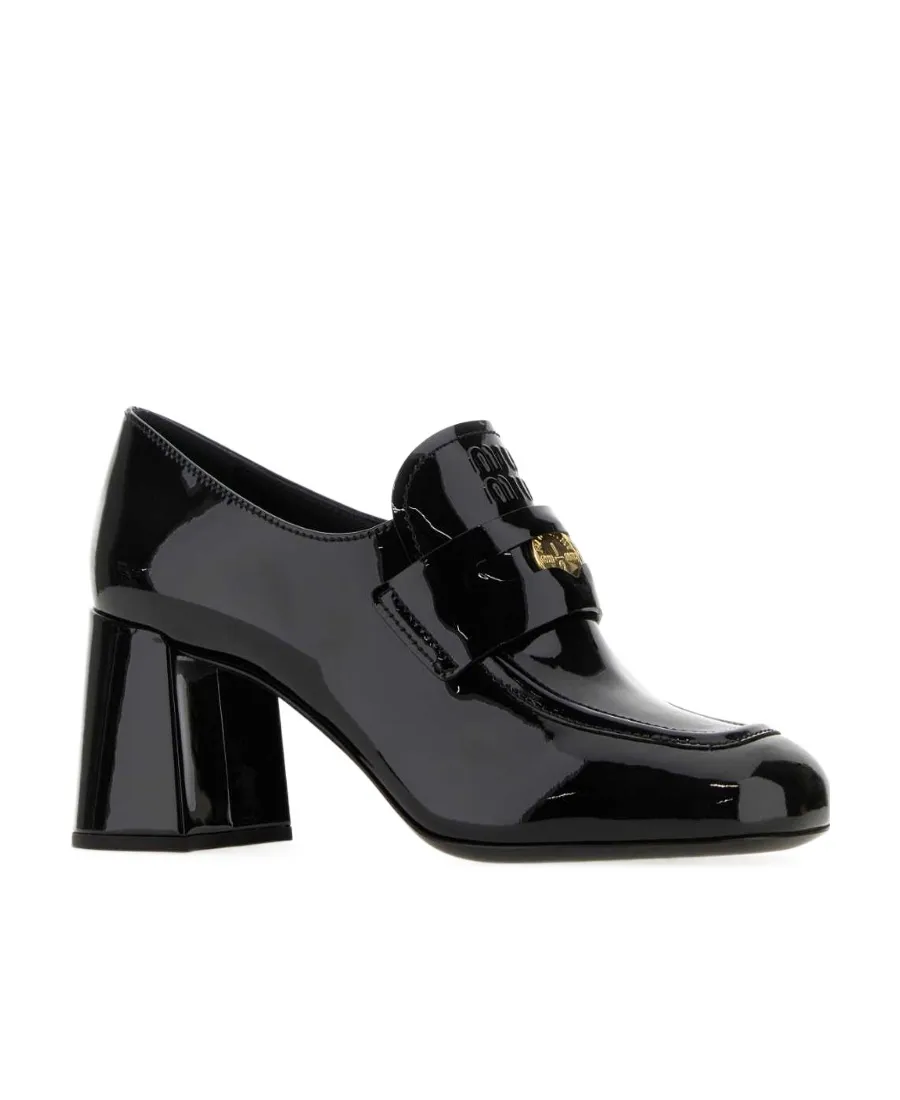 Miu Miu High-Heeled Slip-On Moccasins