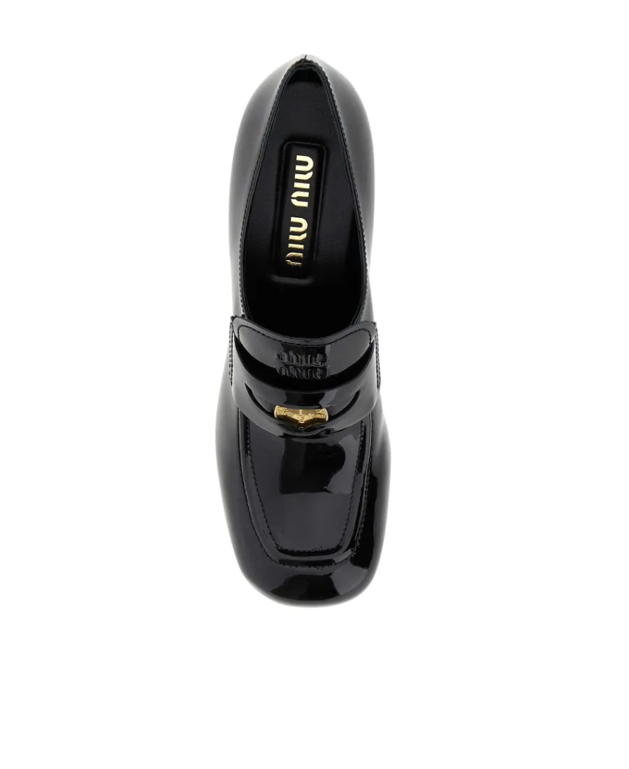 Miu Miu High-Heeled Slip-On Moccasins