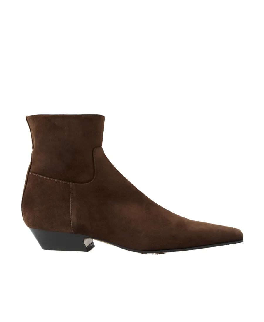 Khaite Marfa Square-Toe Ankle Boots