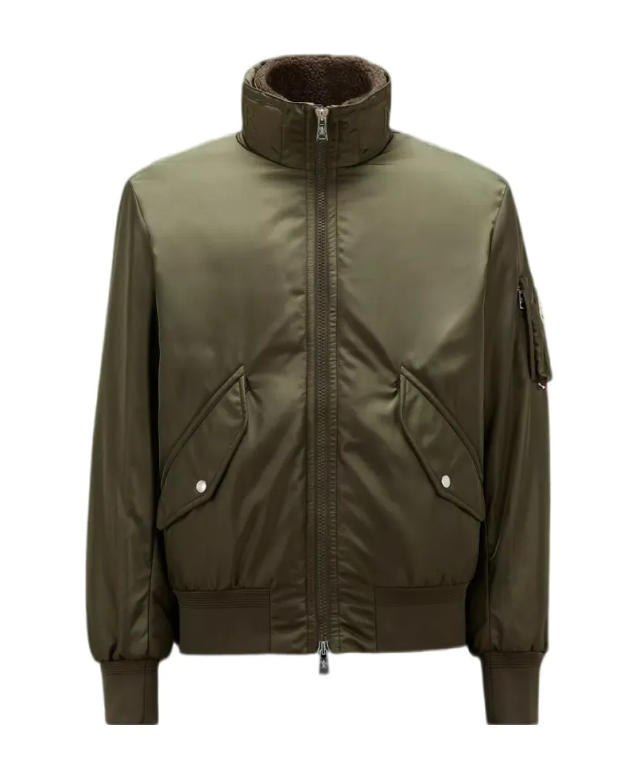 Moncler High-Shine Zip-Up Padded Jacket