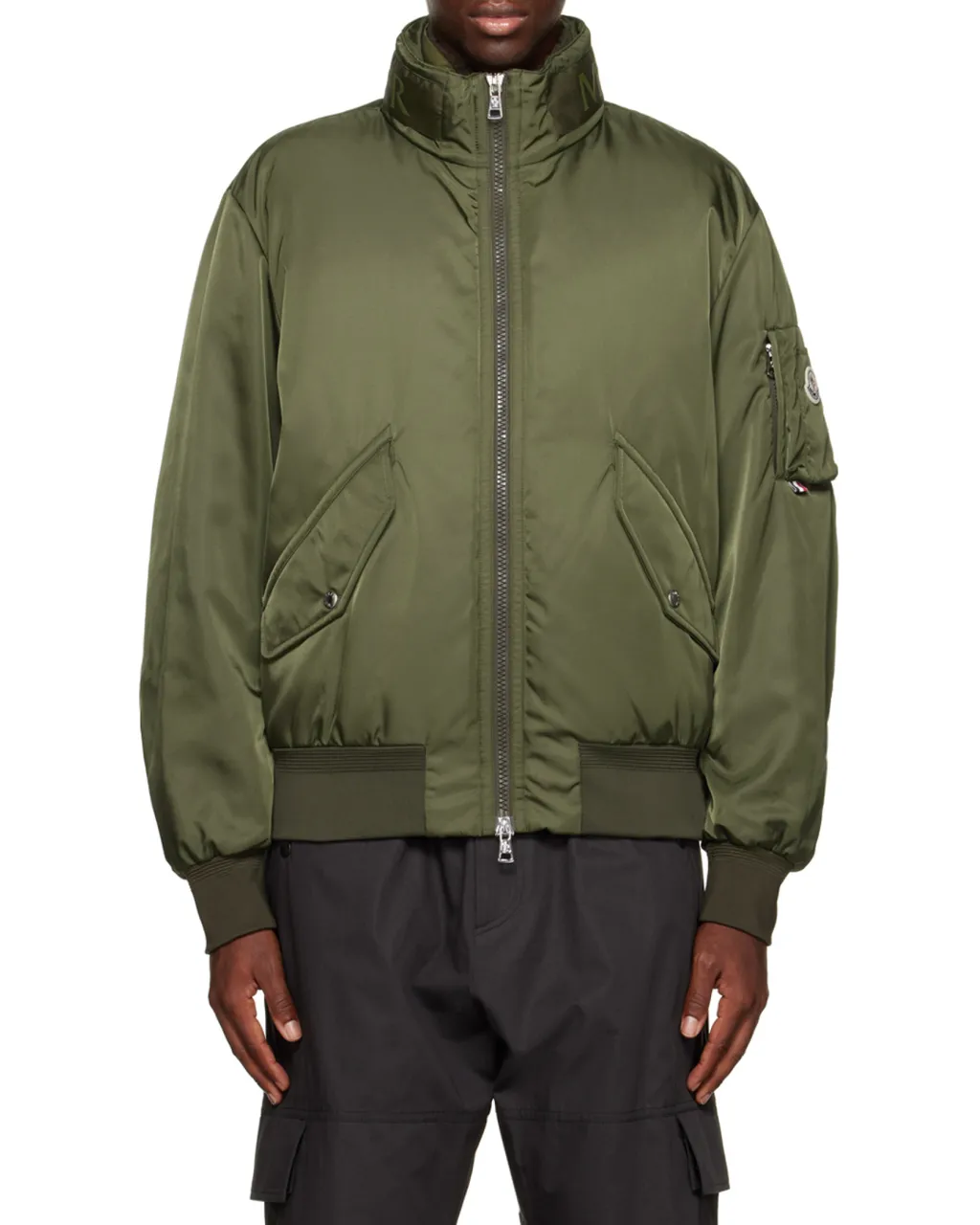 Moncler High-Shine Zip-Up Padded Jacket