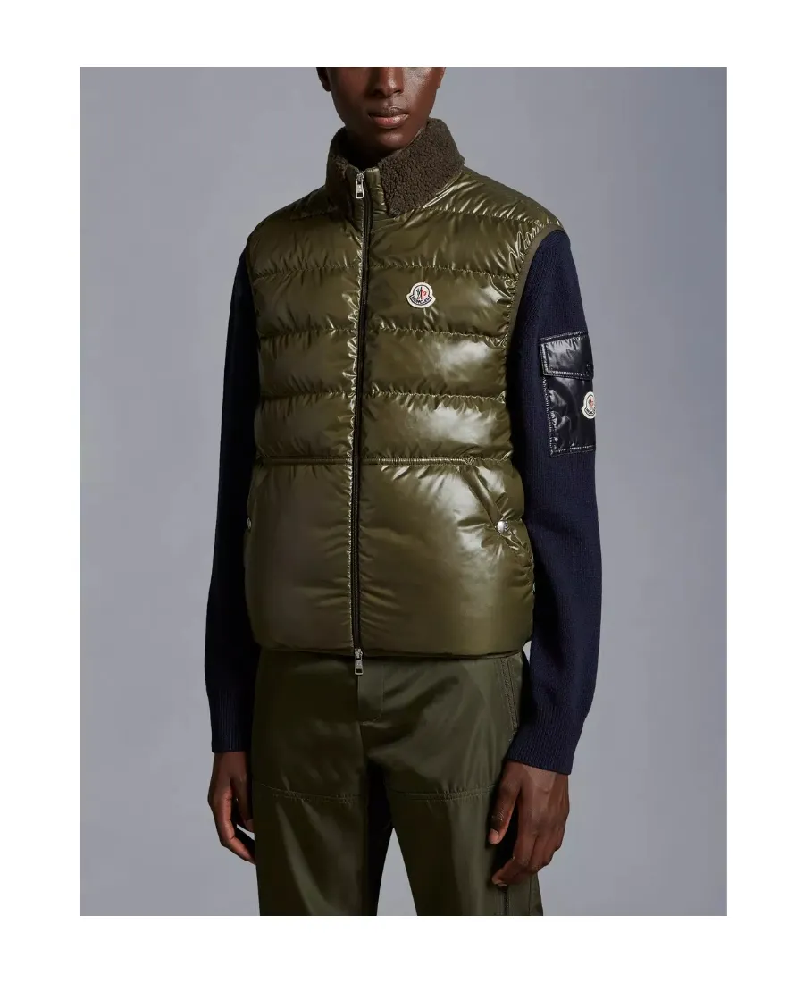 Moncler High-Shine Zip-Up Padded Jacket
