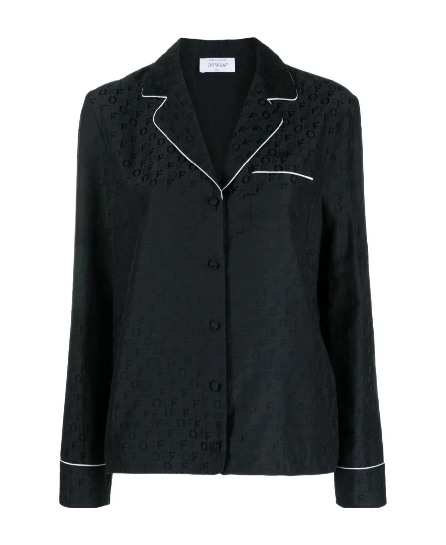Off-White Buttoned Long-Sleeved Pyjama Shirt