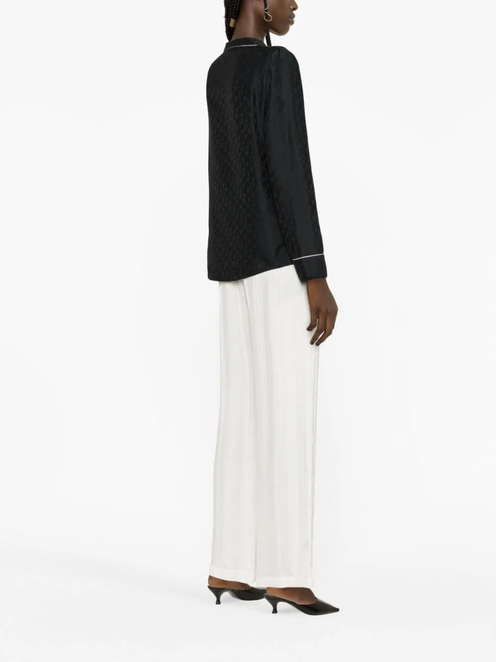 Off-White Buttoned Long-Sleeved Pyjama Shirt