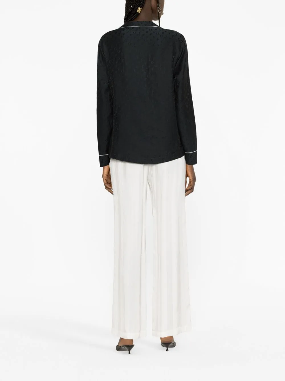 Off-White Buttoned Long-Sleeved Pyjama Shirt
