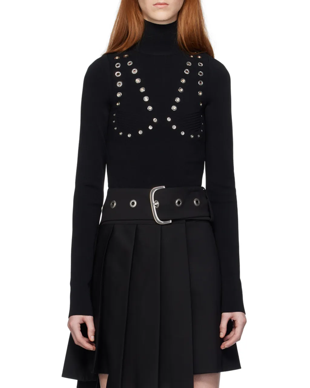 Off-White Embellished High Neck Long-Sleeved Jumper