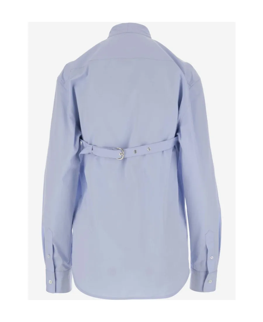 Off-White Belted Buttoned Long-Sleeved Shirt