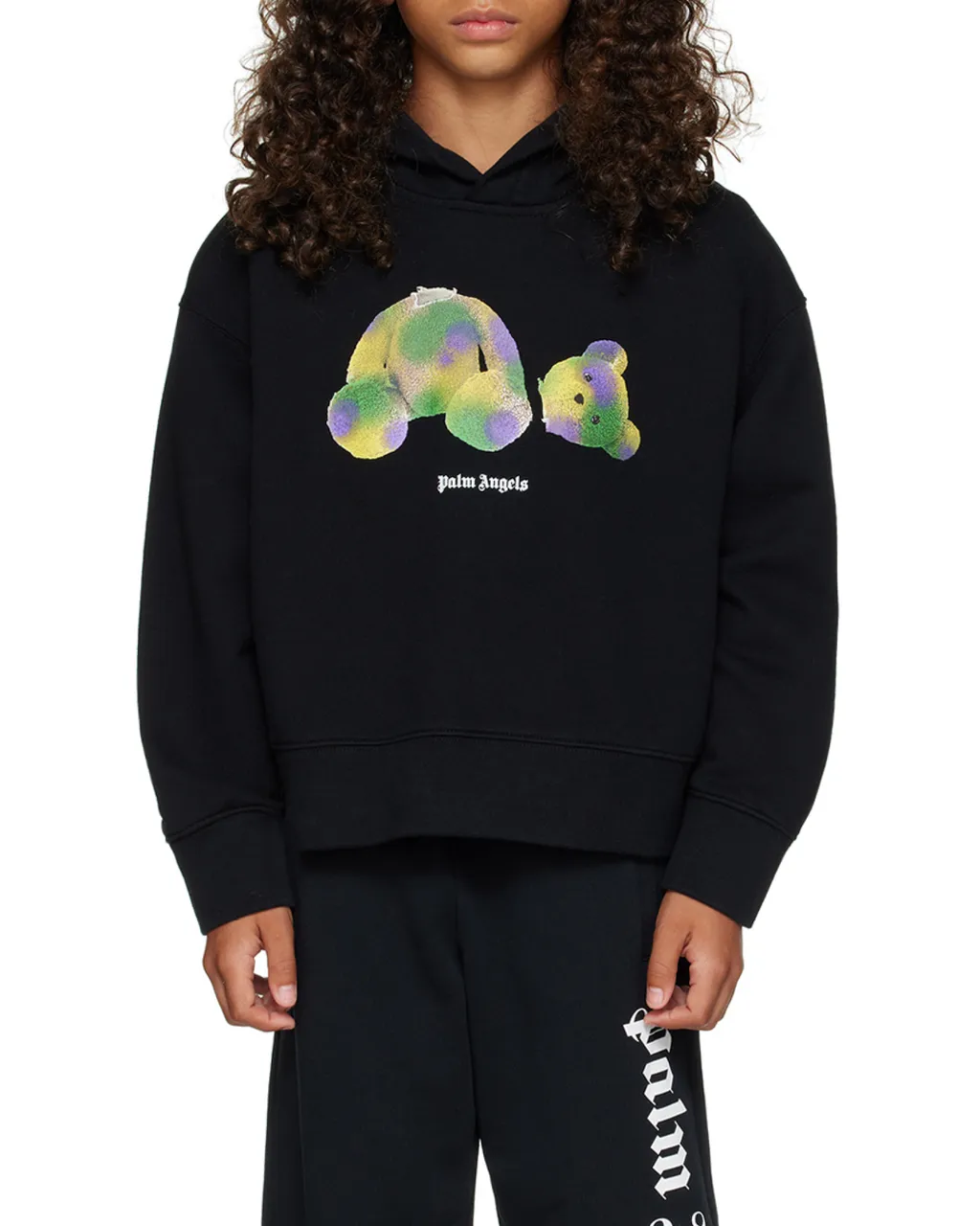 Palm Angels Kids Bear Logo-Printed Drop Shoulder Hoodie